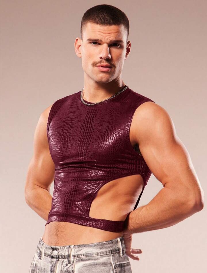 Men's Casual Hollow Out Round Neck Versatile Daily Wear Top